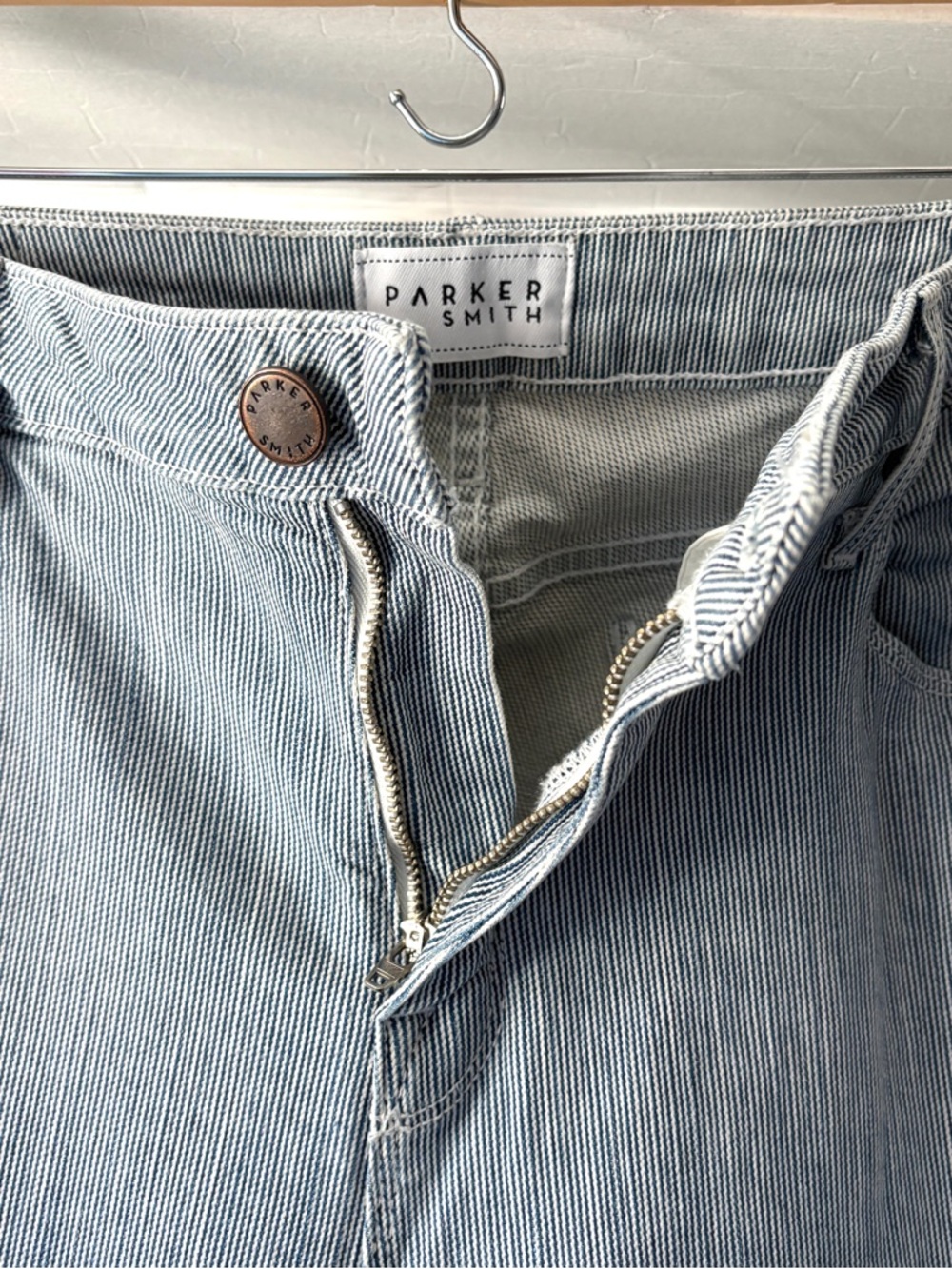 Parker Smith Railroad Striped Pinstripe Wide Leg Jeans Size 30 EU 10 US - Picture 7 of 15